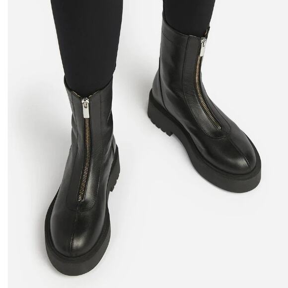 Flattered Alma Leather Ankle Boots Lugged Sole Zip Front Edgy Grunge Motto Sz 6 - Picture 1 of 14